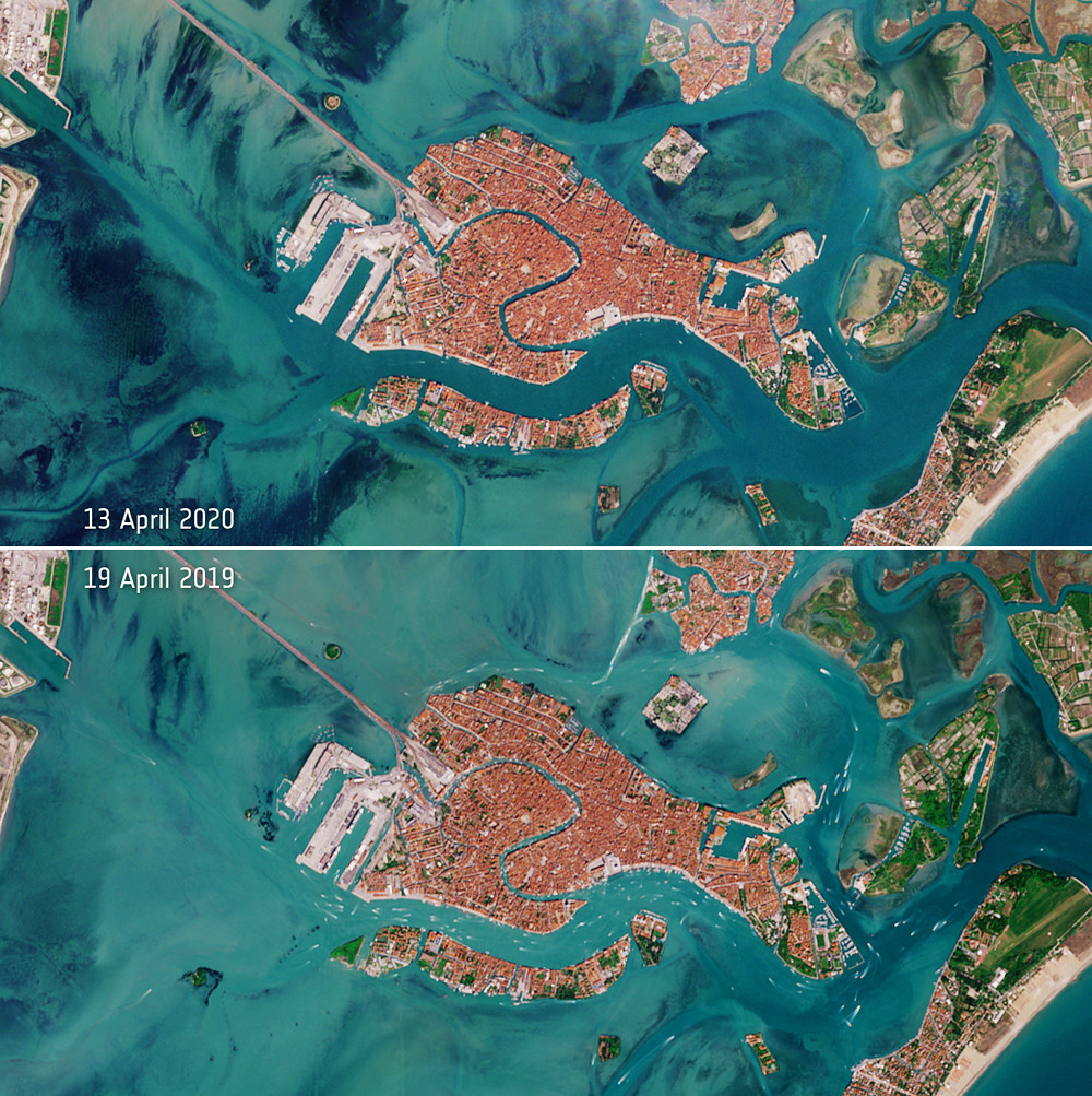 太空可見！威尼斯疫情前後巨大變化 衛星對比照曝光